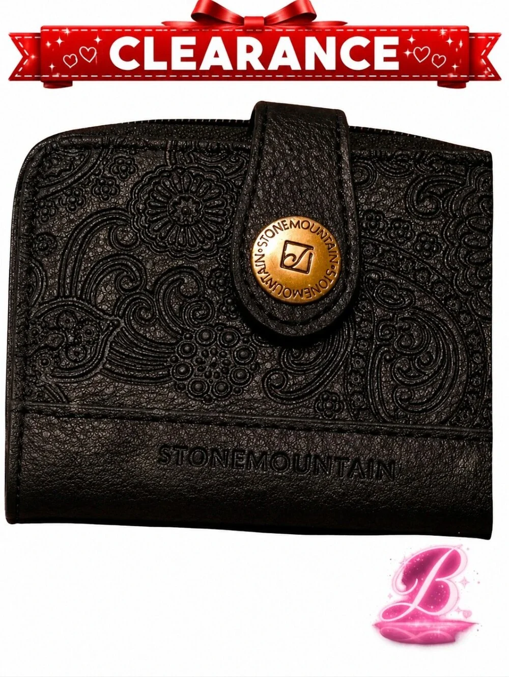 3/$15 Stone Mountain Floral Embossed Leather Wallet - EUC